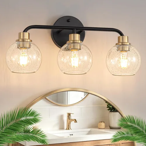 Vista 10 de Lámpara de tocador cromada para baño, 3 luces plateadas Cromado
