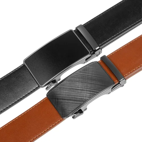 Vista 5 de Founders & C Cinturón para hombre, 2 unidades, vestido de cuero con trinquete con hebilla deslizante de 1 38 pulgadas en caja de regalo