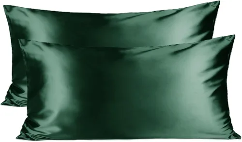 Vista 29 de Yanibest Funda de almohada de satén, fundas de almohada de seda para cabello y piel con cremallera, juego de 2 fundas de almohada estándar para 20 x