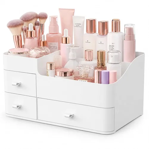 Vista 12 de Organizador de perfume de colonia con cajones, almacenamiento de perfumes grandes para encimera, soporte de perfume para colonia, desodorante