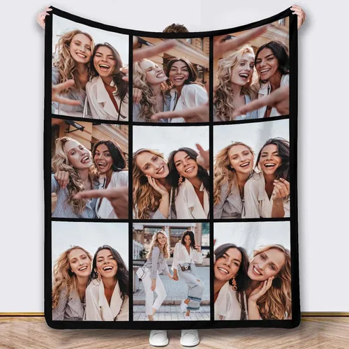 Vista 24 de Mantas de fotos personalizadas, 10 fotos personalizadas, mantas de imagen personalizadas, regalos para hermana, papá, mamá, hija, hijo