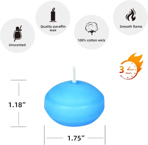 Vista 5 de Zest Candle Velas flotantes de 24 piezas, 1.75 pulgadas, azul claro