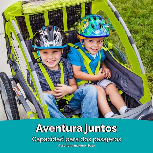 Vista 3 de [Usado] Instep Quick-N-EZ - Remolque doble plegable detrás de la bicicleta para niños pequeños, se convierte en cochecito, para correr, dosel 2