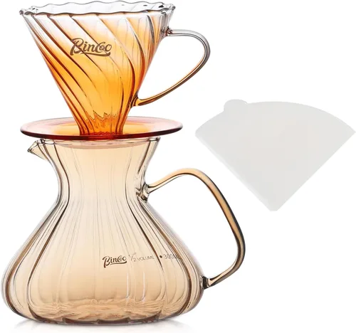 Vista 11 de Bincoo Juego de cafetera para verter con gotero tamaño 0.1 fl oz, juego de servidor de café de vidrio cónico de 60 ángulos con soporte y papel