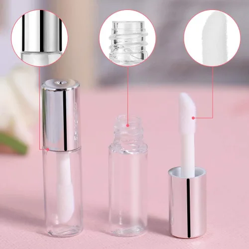 Vista 3 de Kit de tubos de brillo de labios, paquete de 45 tubos de brillo de labios vacíos de 0.04 onzas líquidas, contenedores de mini bálsamo reutilizables