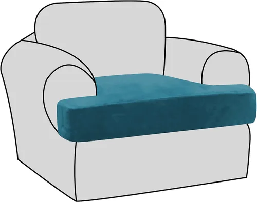 Vista 20 de H.VERSAILTEX Fundas de terciopelo elástico para silla con cojín en forma de T para sala de estar, funda de sofá, funda de asiento con cojín