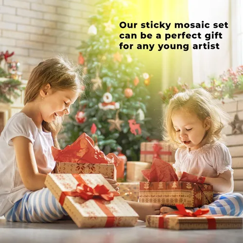 Vista 7 de ALEXES Kits de arte de calcomanías de mosaico para niños, mosaico de números adhesivos, mosaicos adhesivos para niños, póster adhesivo de mosaico