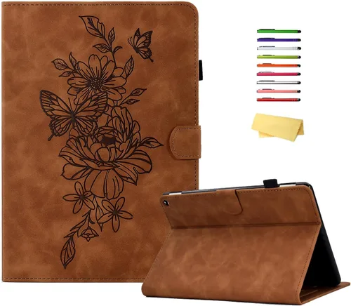 Vista 21 de Funda para tableta Amazon Kindle Fire HD 8 (8ª/7ª/6ª generación, 2018/2017/2016), con portalápices, bolsillo para tarjetas, imán de piel sintética