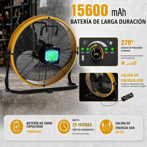 Vista 6 de T-SUNUS Ventilador alimentado por energía solar de 16 pulgadas con panel