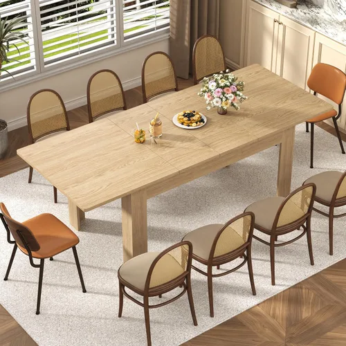 Vista 4 de jiteentarou Mesa de comedor extensible para 6-8 personas de 59 a 86 pulgadas, mesas ampliables de 86 pulgadas de largo para espacios pequeños, mesas