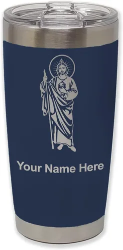Vista 39 de LaserGram Vaso aislado al vacío de 20 onzas, Saint Jude, grabado personalizado incluido (negro)
