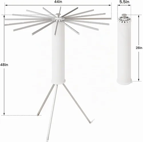 Vista 3 de BOQORAD Trípode Tendedero de Secado de Ropa, Tendedero Plegable, (16 Postes de Aluminio), Tendederos de Pie, Tendedero de Secado de Lavandería