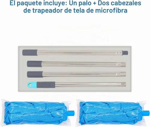 Vista 2 de EaseYourDay - Trapeador de cuerda de microfibra, poste de acero inoxidable de 5.2 pies, 2 cabezales de trapeador