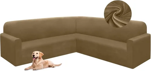 Vista 17 de HDCAXKJ Fundas de sofá seccional de esquina de terciopelo elástico en forma de L, juego de fundas deslizantes suaves y gruesas en forma de U