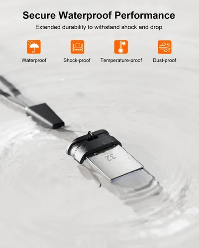 Vista 2 de Mini unidad flash USB 3.0 de 32 GB, paquete de 3 unidades, unidad de pulgar ultra pequeña, memoria USB portátil impermeable con orificio