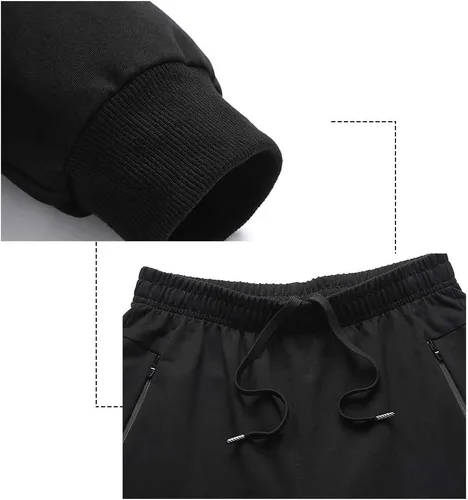 Vista 5 de DOSLAVIDA Conjunto de 2 piezas de chándal deportivo para hombre, de manga larga, con cremallera completa, con capucha