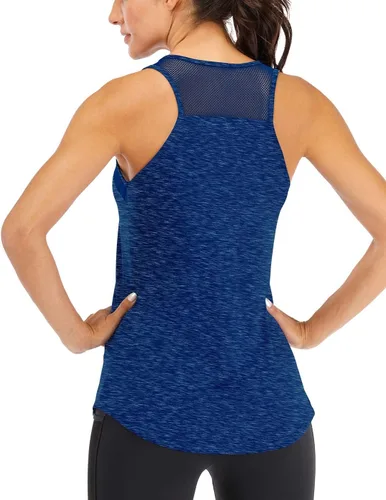 Vista 8 de Fihapyli ICTIVE - Camiseta sin mangas de entrenamiento para mujer, de malla transpirable, espalda cruzada, sin espalda, para correr Albaricoque
