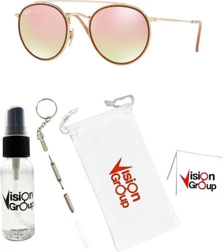Vista 2 de Ray-Ban RB3647N Double Bridge Round Sunglasses + Vision Group Accessories Bundle