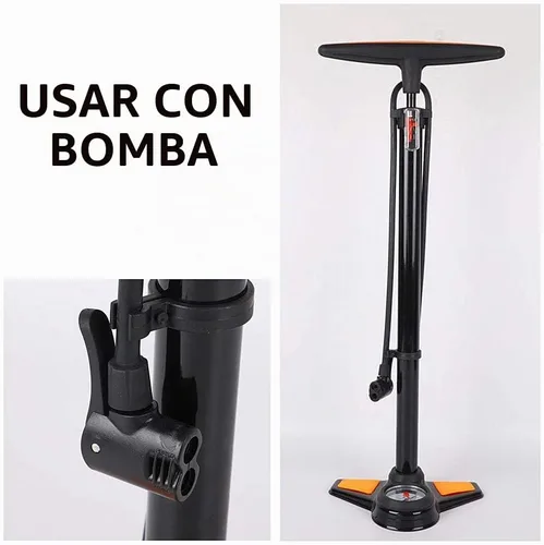 Vista 8 de Bomba de pista de bicicleta de doble cabezal - 2 piezas con conector de válvula de bicicleta y adaptador