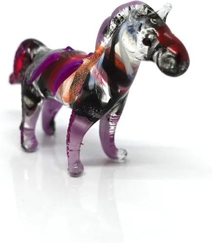 Vista 2 de Zebra Tiny Figurines Animals Hand Blown Color Glass Art Collectible Gift Home Decorate (Purple Black)