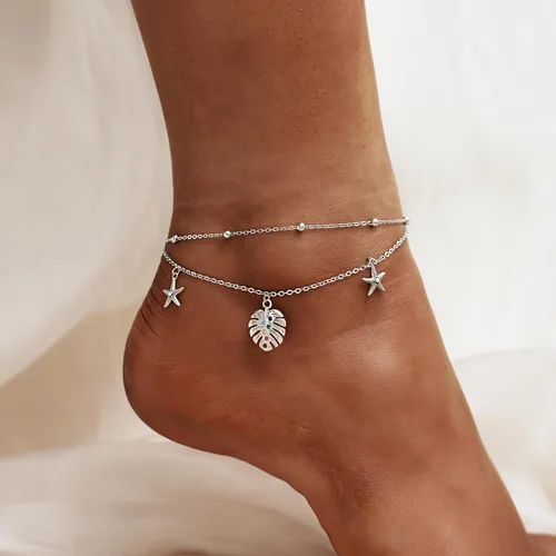 Vista 57 de CHIC & ARTSY Tobilleras delicadas de plata de ley S925 para verano, pulsera de tobillo ajustable multicapa para playa, joyería de pie para mujer