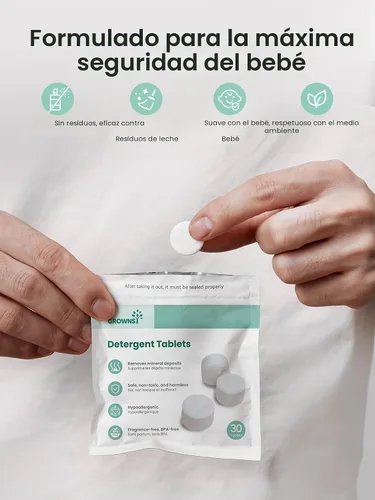 Vista 5 de GROWNSY Tabletas detergentes para lavadora de botellas de 130