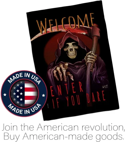 Vista 5 de Bandera Enter If You Dare House – Juego de bandera para otoño, Halloween, bruja, truco o trato, noche espeluznante, gato negro, temporada