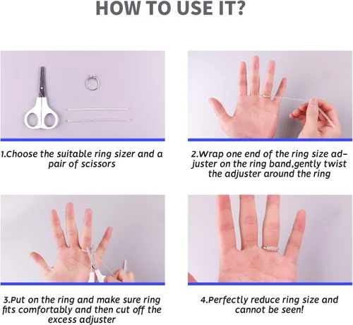 Vista 5 de Ajustador de Tamaño de Anillo para Anillos Sueltos, Paquete de 12-4 Tamaños, Protectores Invisibles Transparentes de Silicona, Clip Ajustador