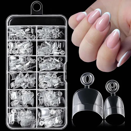Vista 17 de 240 piezas de puntas de uñas de gel extra cortas de almendra, uñas postizas de almendra claras, XS, puntas de uñas cortas de almendra, uñas