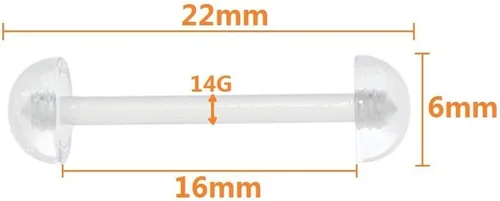 Vista 2 de Oasis Plus Piercing de media bola para pezón, 10 unidades, 14G, transparente, flexible, para pezón, 0.236 in, media bola, Plástico