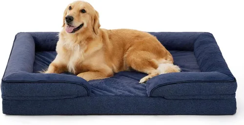 Vista 19 de Made4pet - Cama grande para perro, sofá ortopédico de espuma para perros, sofá cama para mascotas de 38 pulgadas con funda impermeable lavable, Gris