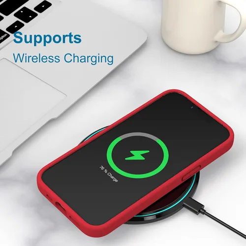 Vista 7 de Funda de silicona líquida compatible con iPhone 13 Pro, color rojo [Protección contra caídas] [Resistente a los arañazos, a prueba de golpes]