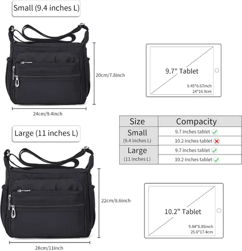 Vista 2 de Bolso bandolera impermeable para mujer, bolso bandolera de nailon, casual
