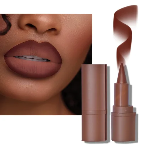 Vista 77 de BAISEN DIARY 2 en 1 doble punta mate delineador de labios y brillo de labios, lápiz combinado de labios marrón nude degradado, delineador de labios