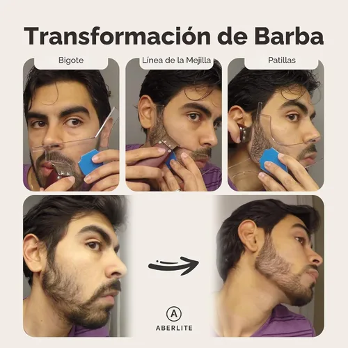 Vista 4 de Aberlite ClearShaper 3.0 - Kit moldeador de barba con dos lápices de barbero - Herramienta de moldeado premium - 100% transparente Muchos estilos