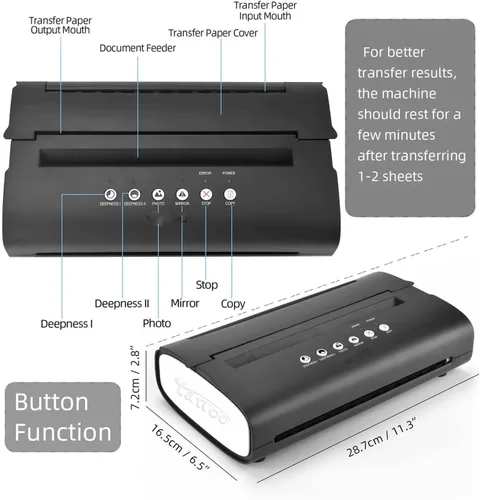 Vista 4 de Tattoo Printer Stencil Transfer Machine 10 Sheets Paper Thermal Maker Line Drawing Print Copier
