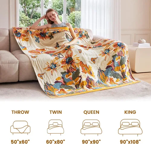 Vista 35 de MSGKV - Manta bohemia/primaveral de algodón para sofá y sala de estar, de gasa acogedora, de 50 x 60 pulgadas 50"x60" Cotton Throw, Woven Bird