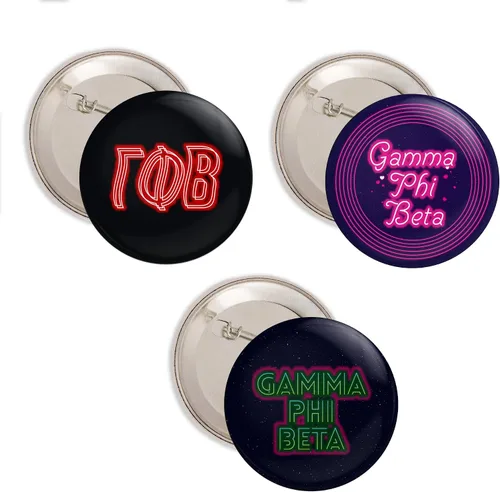 Vista 7 de Desert Cactus Gamma Phi Beta Buttons Pin Back Badge Sorority 3 Pieces of Variety 2.25-inch
