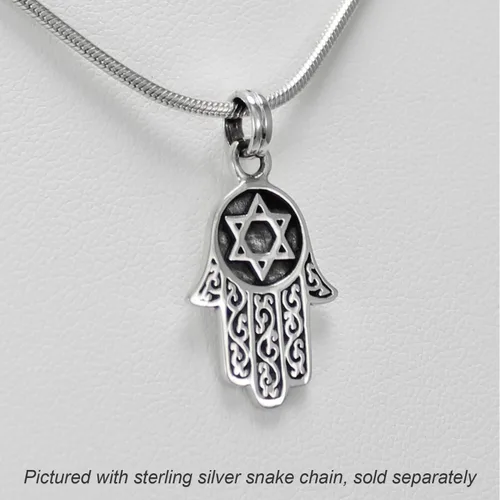Vista 2 de Moonlight Mysteries Colgante Hamsa de plata de ley con estrella de David, Metal