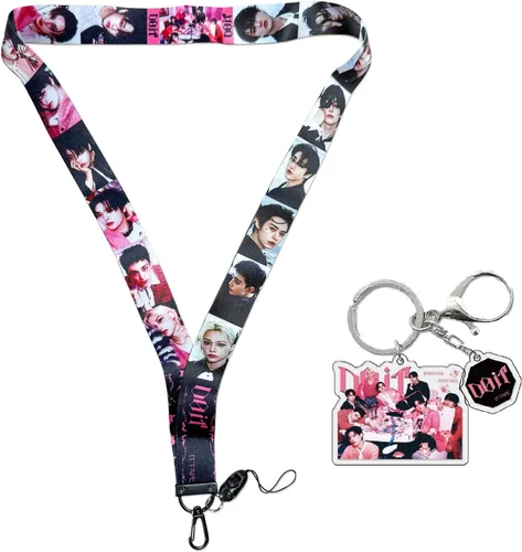 Vista 6 de YiYiXiXi Stray-Kids - Llavero con cordón para niños, accesorios de regalo para fans Negro