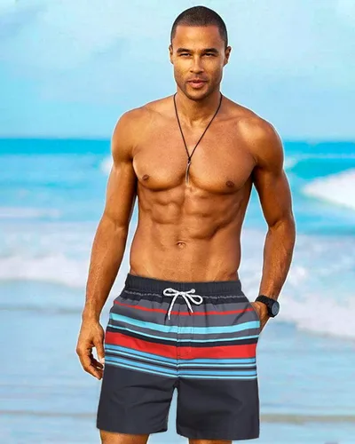 Vista 6 de SILKWORLD Quick Dry Mens Swimming Trunks with Compression Liner Bathing Suit Swim Shorts with Zip Pockets