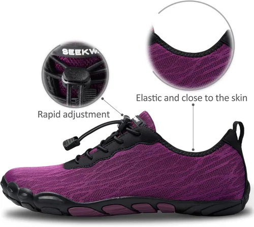 Vista 6 de SEEKWAY Zapatos de agua de secado rápido Deportes descalzos Aqua Playa Piscina Natación Río Lago Senderismo Kayak Surf Hombres Mujeres AB005 Púrpura