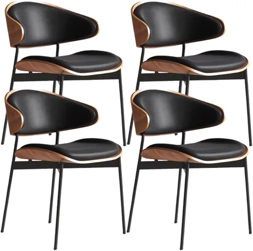 Vista 23 de YVYKFZD Juego de sillas de comedor de mediados de siglo, silla de comedor con respaldo curvado y patas de metal, sillas de cocina tapizadas de Negro