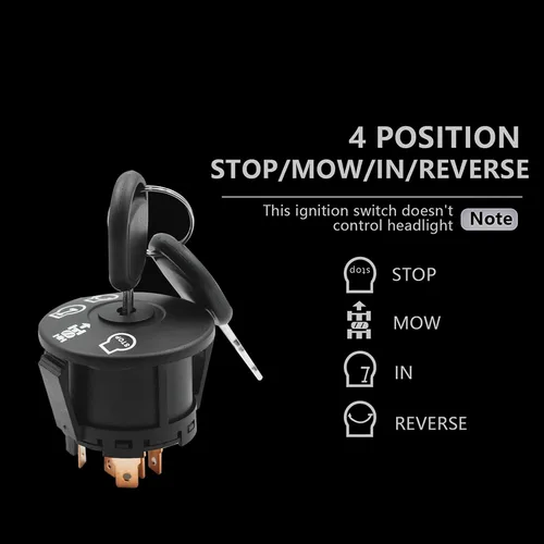 Vista 6 de 193350 Interruptor de arranque de encendido 4 posiciones con llave 7 terminales Se adapta a AYP, Craftsman, Sears, Poulan Lawn Mower Rider
