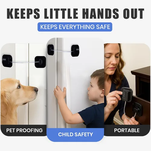 Vista 7 de Paquete de 2 cerraduras para refrigerador con llaves para armario de seguridad infantil Child Safety Lock for Freezer, Cabinets, Closets &