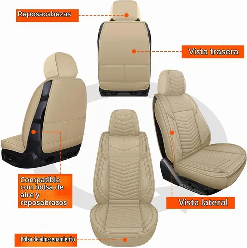 Vista 6 de HChengkikz - Fundas de asiento de automóvil, transpirables e impermeables de piel sintética para automóviles, funda de asiento universal