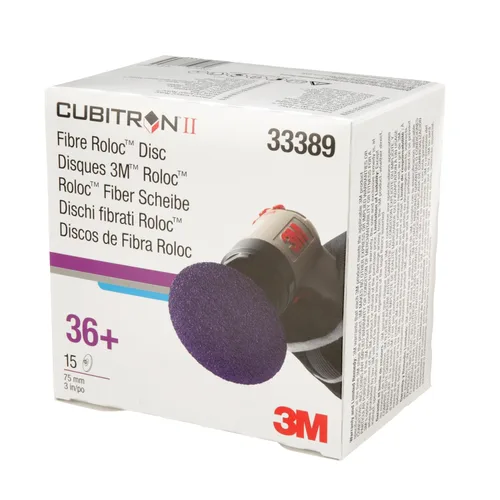 Vista 11 de 3M Cubitron II Roloc Disco de fibra, 786C, 33389, 3 pulgadas, grado 36+