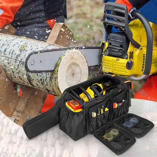 Vista 7 de ORKELS Bolsa de motosierra compatible con EGO, Dewalt, Greenworks motosierras eléctricas inalámbricas de 14, 16 y 18 pulgadas, estuche