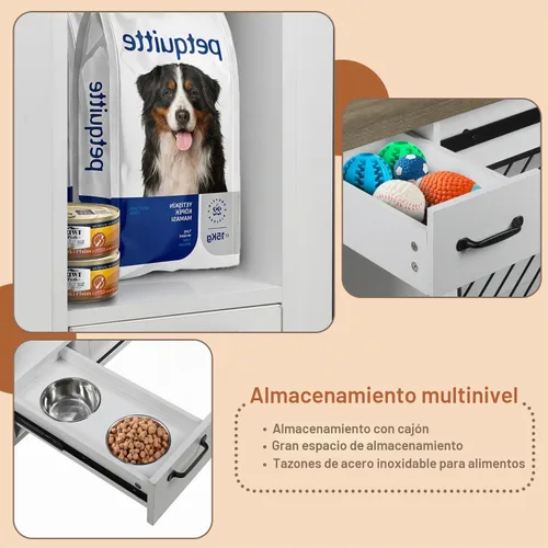 Vista 2 de Muebles de madera para perros de 47.2 pulgadas, resistentes para perros extragrandes, color blanco