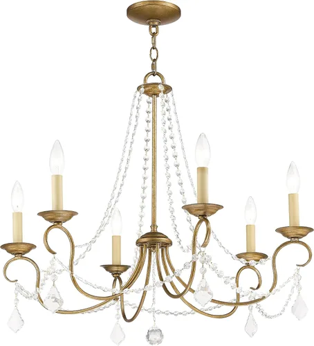 Vista 3 de Livex Lighting 6516-48 Pennington Lámpara de araña de 6 luces, hoja de oro antiguo